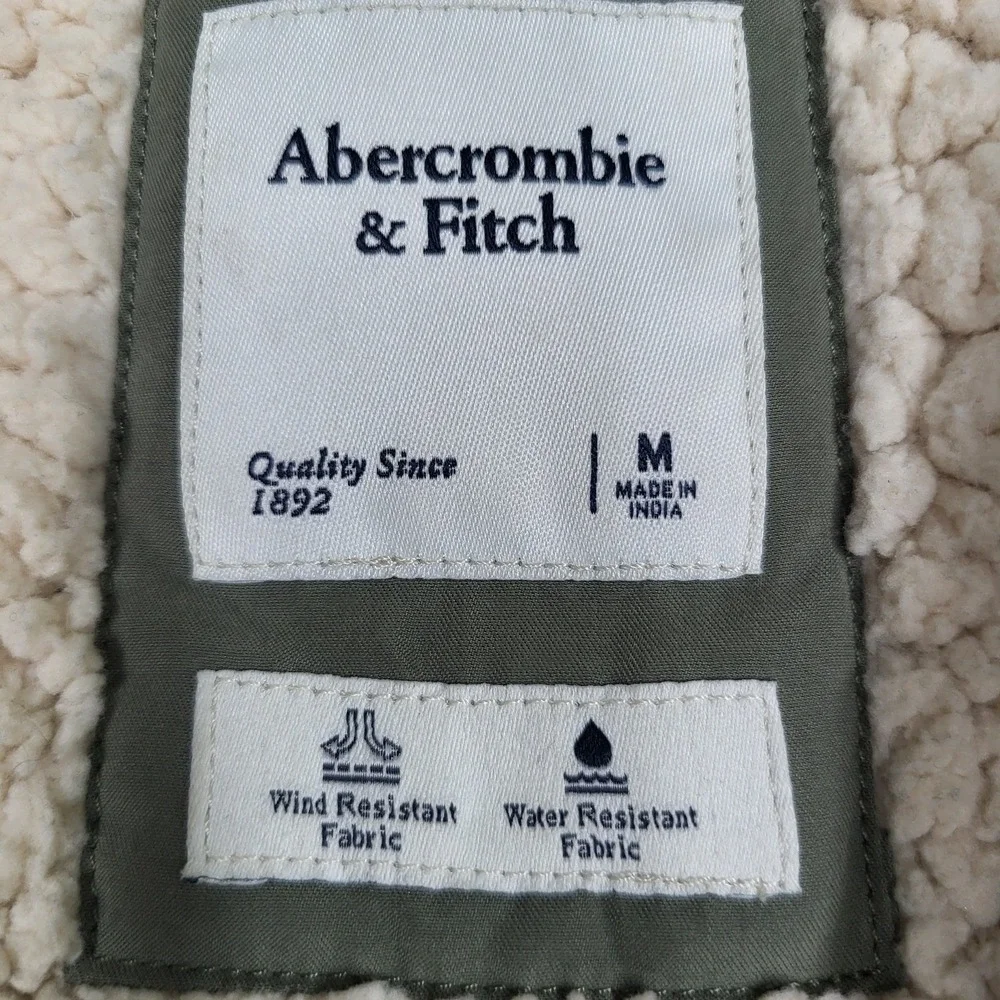 Abercrombie & Fitch‎ Women Jacket M Olive Gorpcore Sherpa Lined Trench